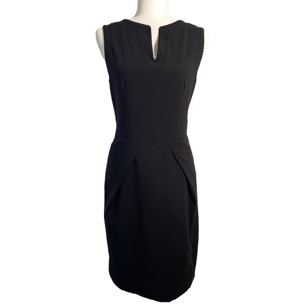 PIAZZA SEMPIONE black sleeveless Italian wool-blend sheath dress IT 44
